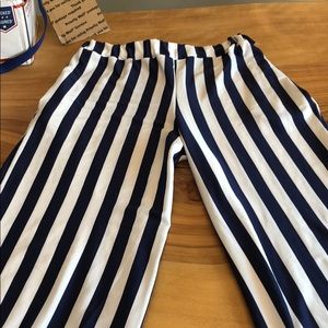 Navy and white stripped flowy pants